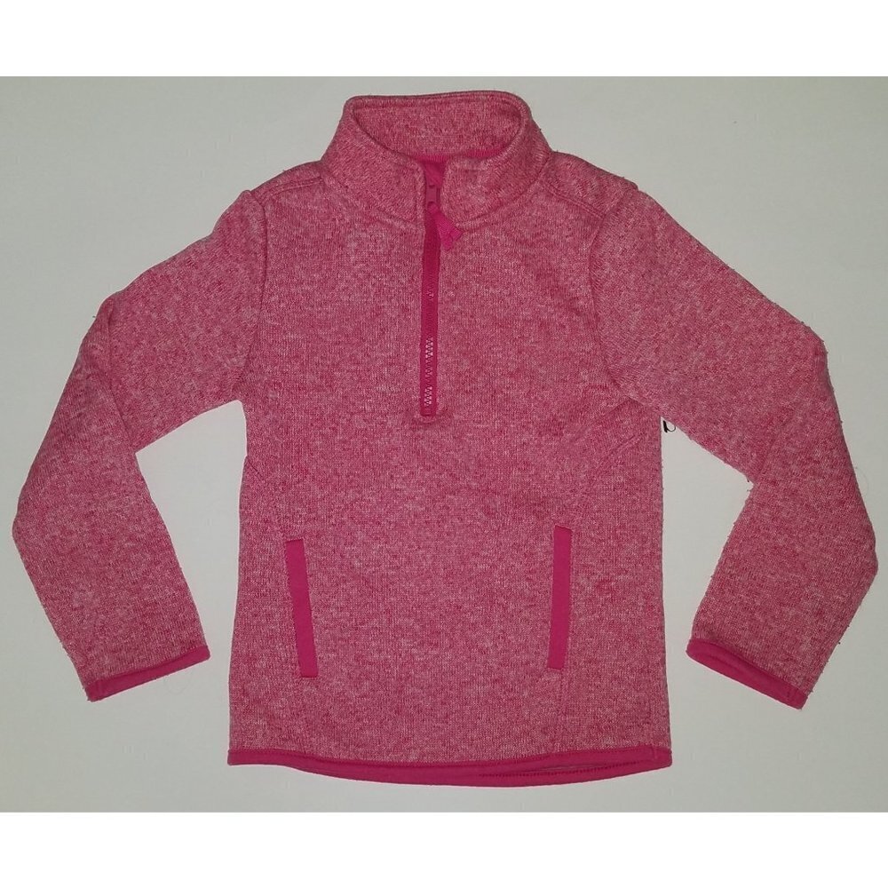 Athletic Works Pink White 1/4 Zip Fleece Pullover Girls Size XS 4-5
